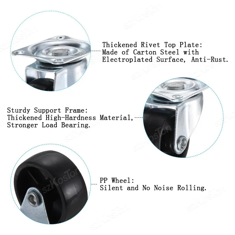 8/2Pcs 1"/1.25"/2" PVC Furniture Casters Wear Resistant Mute Universal Heavy Trolley Wheels 360 Degrees Swivel Castor Brake furniture casters furniture casters wheels leveling casters