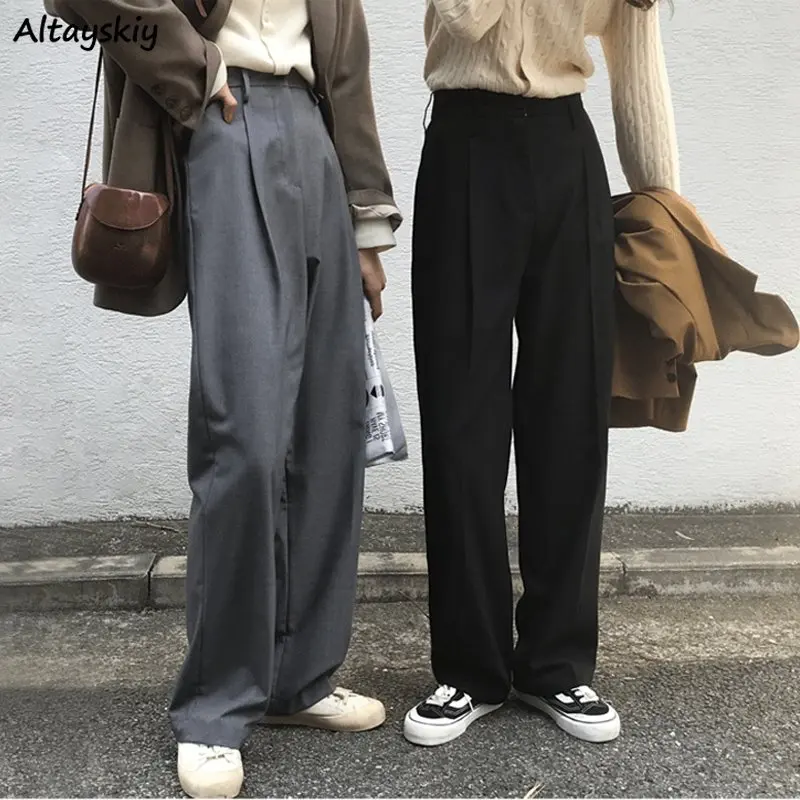 

Wide Leg Pants Women S-4XL Vintage Loose Casual High Waist Korean Style Spring Solid All-match Chic Harajuku Streetwear Fashion