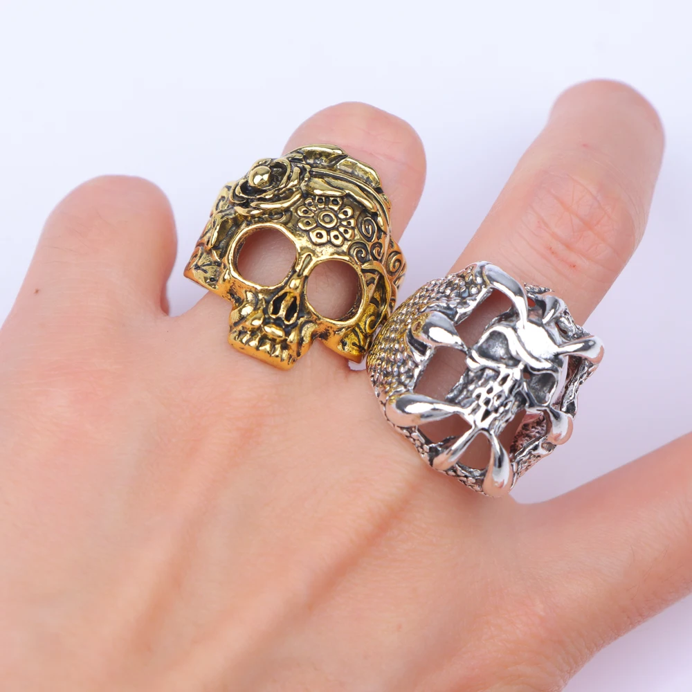 10/20/30/50Pcs/Lot Fashion Punk Rock Skull Snake Eye Animal Rings For Men Multiple Styles Mix Jewelry Party Gifts Wholesale 5