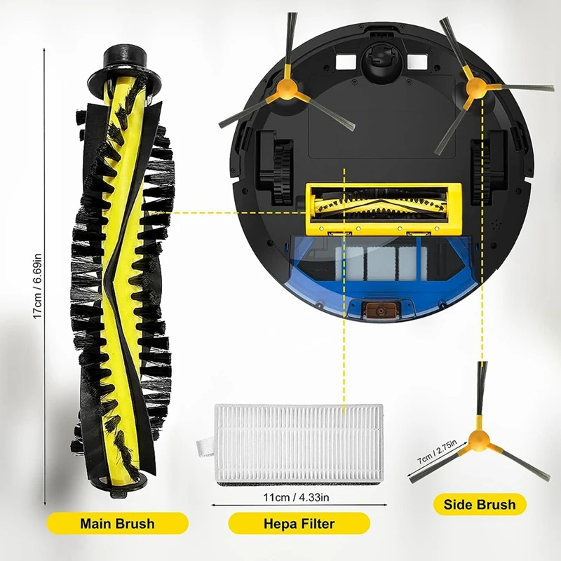 For Tesvor X500 X500 Pro M1 M2 Replacement Parts Kit For Neatsvor X500 Robot Vacuum Replacement Parts Roller Brush Filters images - 6