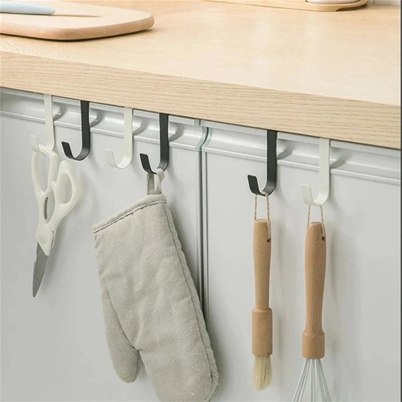 Storage hook Multi-Purpose Hooks Kitchen Cabinet Door Back Hook Hanging Rack Clothes Coat Hat Towel Hanger Storage Hook Bathroom Accessories