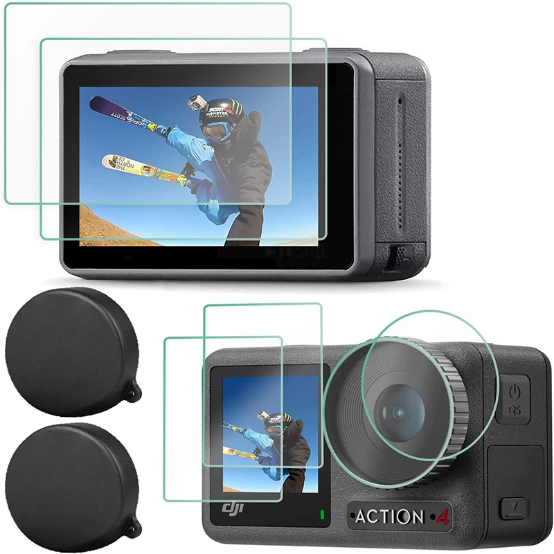 Description Picture 2 of itemFor DJI Osmo Action 5 Pro 4 Lens Cover HD Tempered Glass Screen Protector Front Rear Film Cap For DJI Action 4 5Pro Accessories