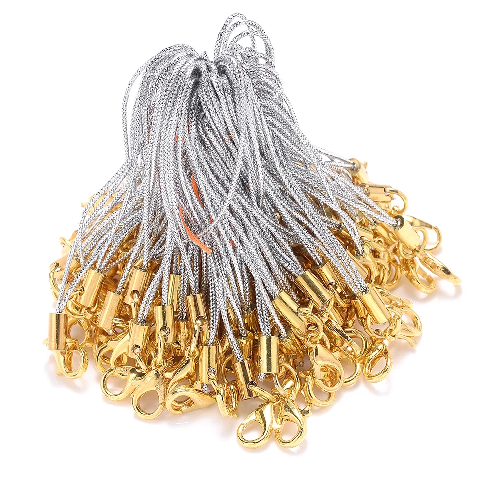 10/50 Stück bunte Nylonschnur, goldene Karabinerverschluss, Lanyard-Schnüre mit Schlüsselanhänger-Anschluss, DIY-Charms, Spielzeug, Schlüsselanhänger, Taschenzubehör – Detail 6