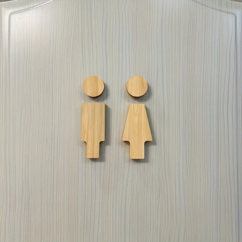 2PCS Wooden Bathroom Sign for Men's and Women's Restroom Doors Suitable for Home and Office, Bathroom Accessories