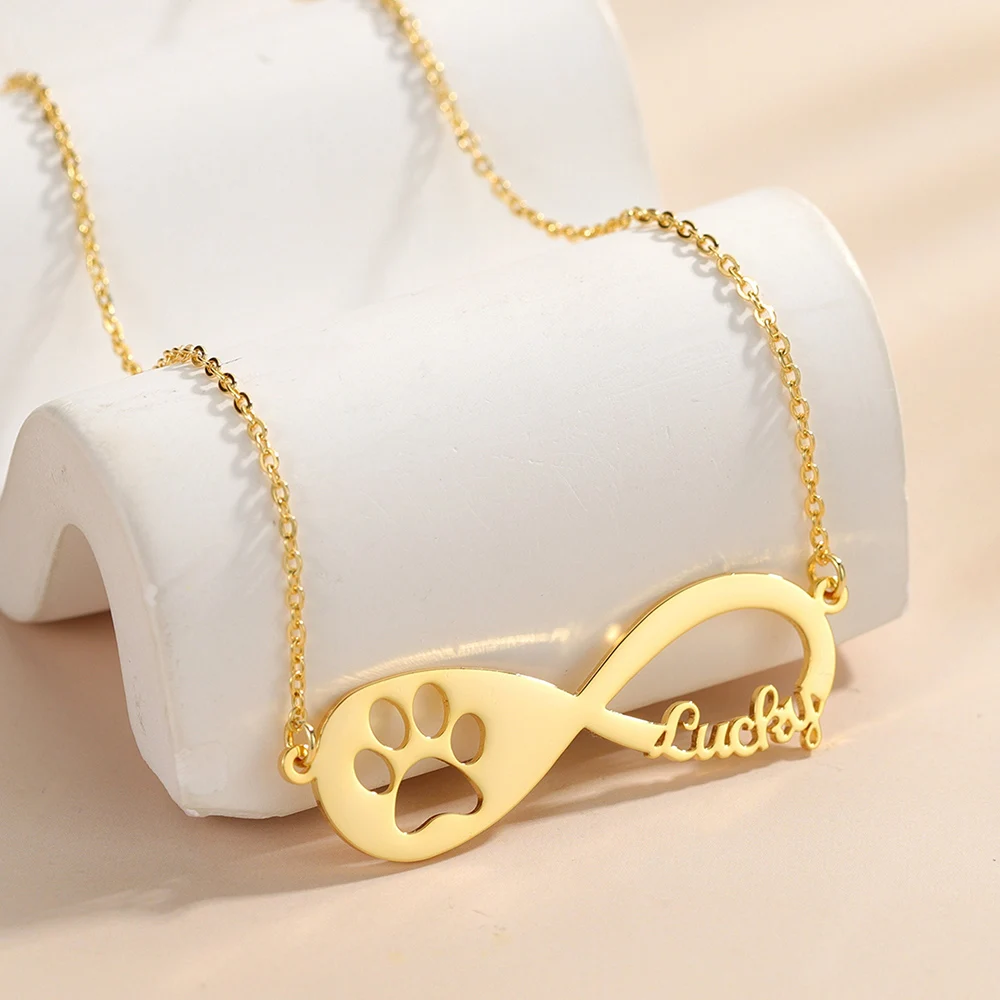 

Personalized Infinity Name Necklace for Women Custom Letter Dog Paw Pendant Necklace Stainless Steel Jewelry Christmas Gift