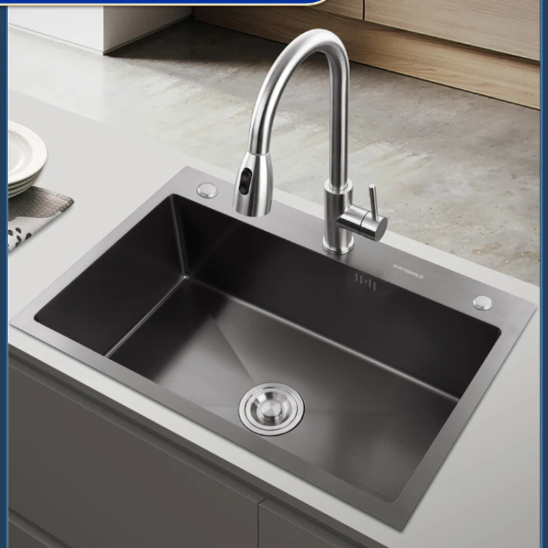 

Black Nano Handmade Sink 304 Stainless Steel Vegetable Wash Basin Undersink Package