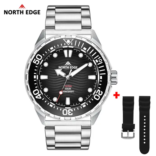 NORTH EDGE TRITON-TI Titanium Stainless Solar-Powered Diving Watch Luxury Quartz Watches For Men 300M Waterproof 180+ Day Power - Image 13