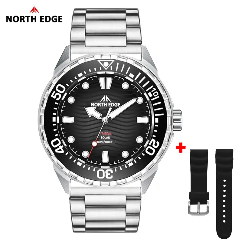 NORTH EDGE TRITON-TI Titanium Stainless Solar-Powered Diving Watch Luxury Quartz Watches For Men 300M Waterproof 180+ Day Power - Image 13