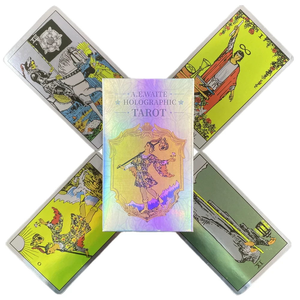 Tarot card deck 1 box classic rider with holographic flash cards for beginners and collectors