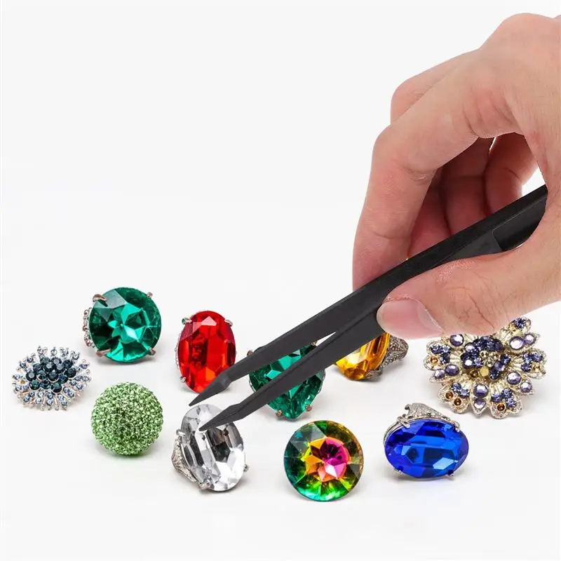 10pcs Plastic Precision Tweezers Anti Static Curved Straight Forceps Electronic PCB Repair Hand Tools For Lab Jewelry Making