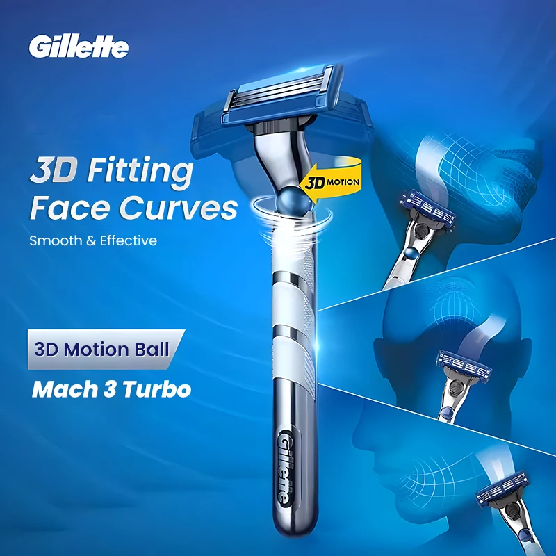 Gillette Mach 3 Turbo Razor 3D Motion Floating Razor Head Safety