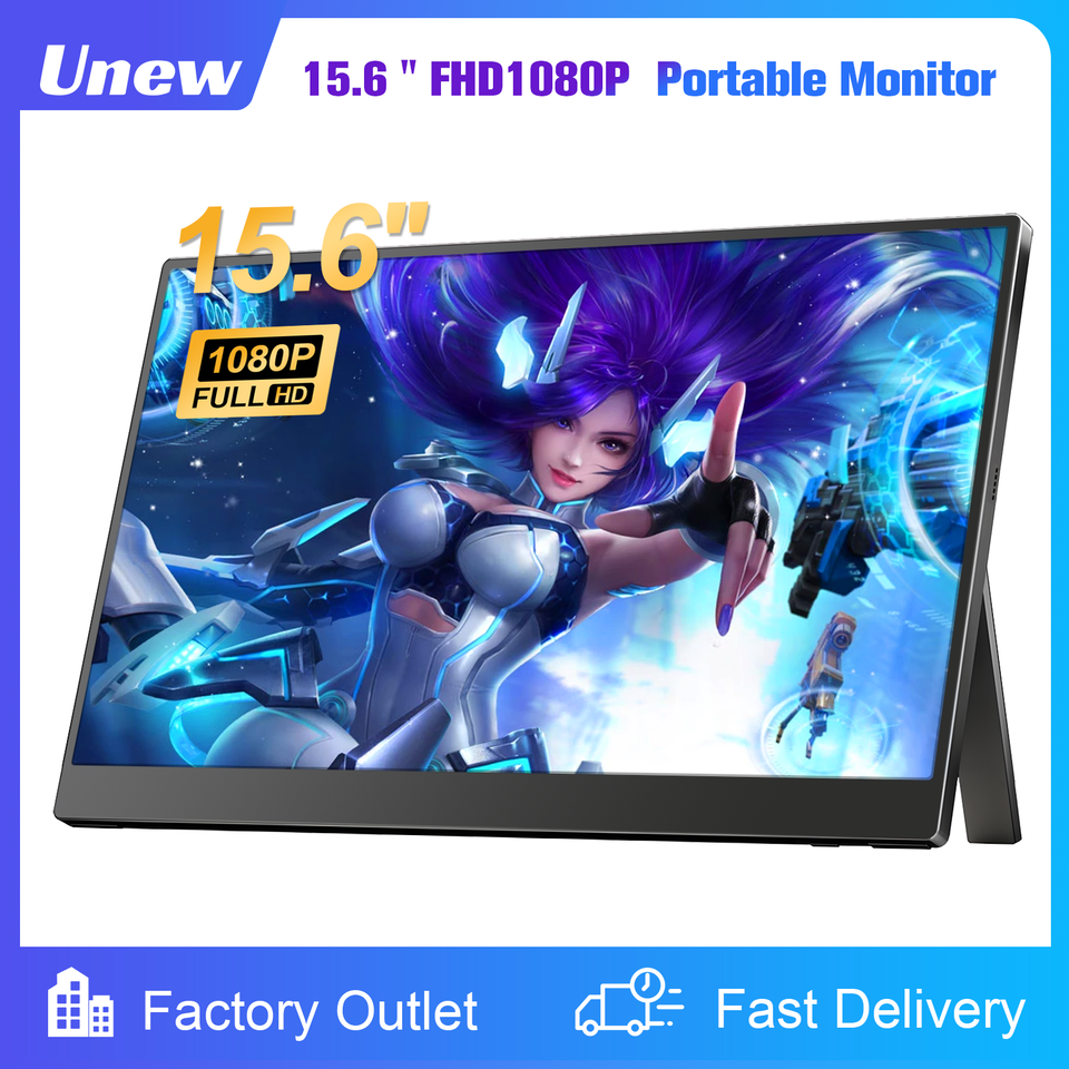 15.6 Inch Portable Monitor with 1920X1080 FHD IPS 1080P Office Travel Second Screen for Laptop iPhone Huawei Xbox Switch PS4