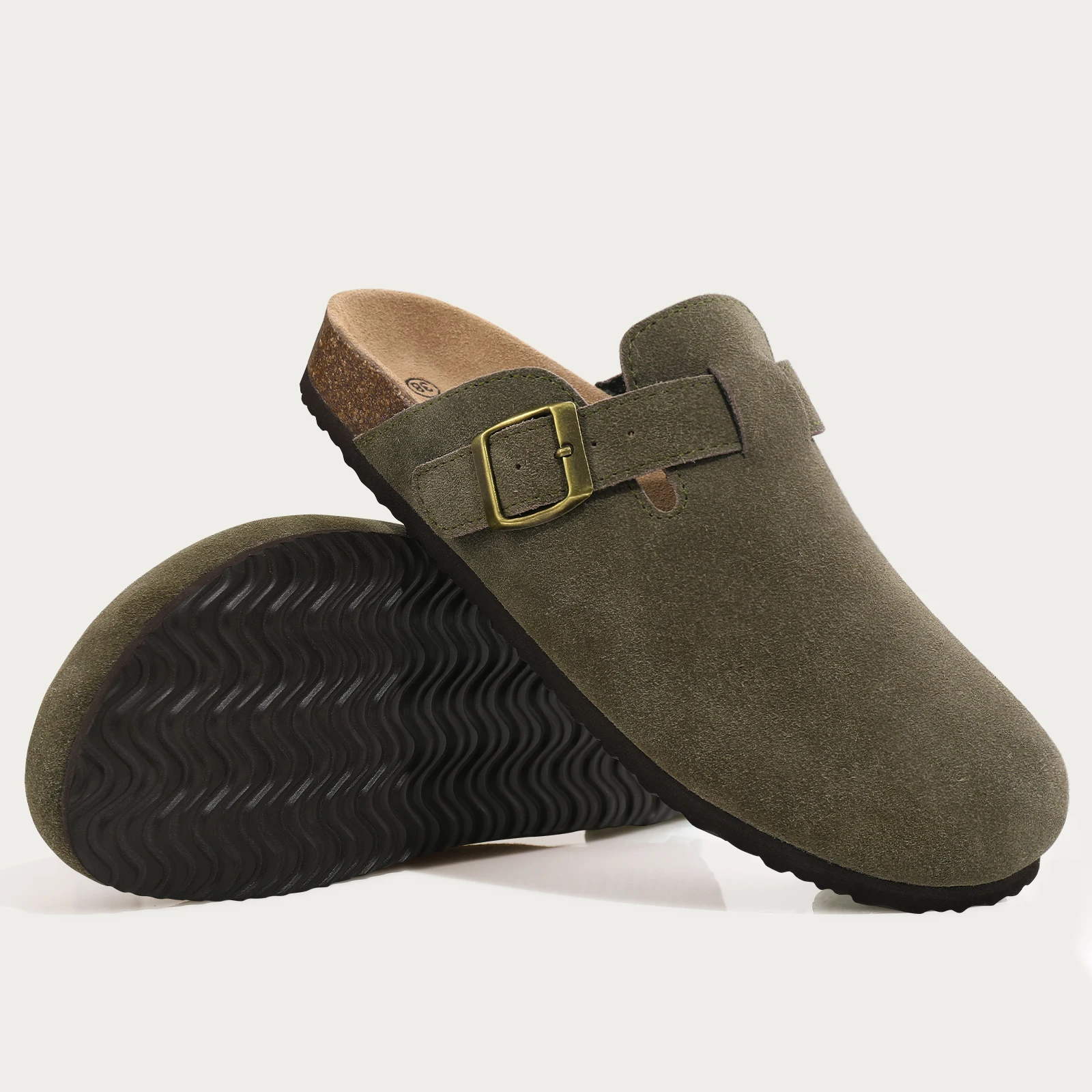 Asgard Women's Suede Mules Sandals Comfortable Cork Arch Support_voghion.com