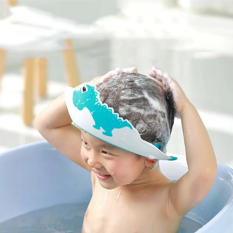 Kids Shampoo Cap Baby Bath Shower Cap Cartoon Bath Visor Infant Hair Shield Ear Protection Waterproof Baby