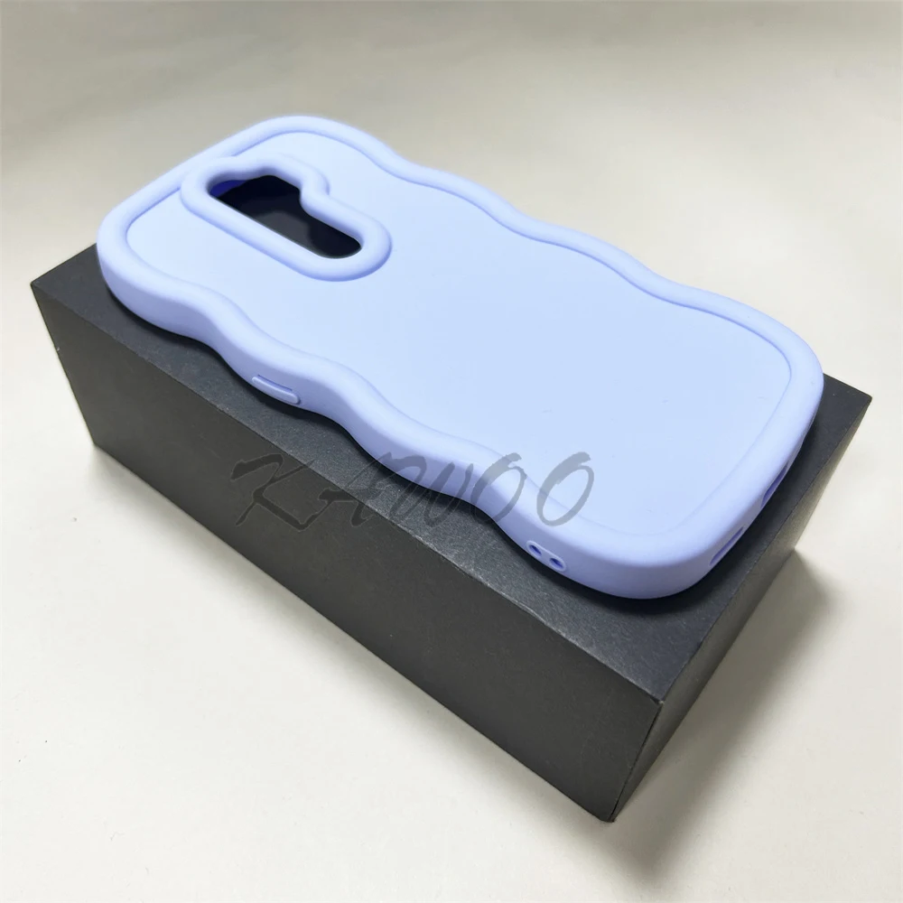 Macaron Colors Curly Frame Soft TPU Shockproof Phone Case with Wavy Bumper Design
