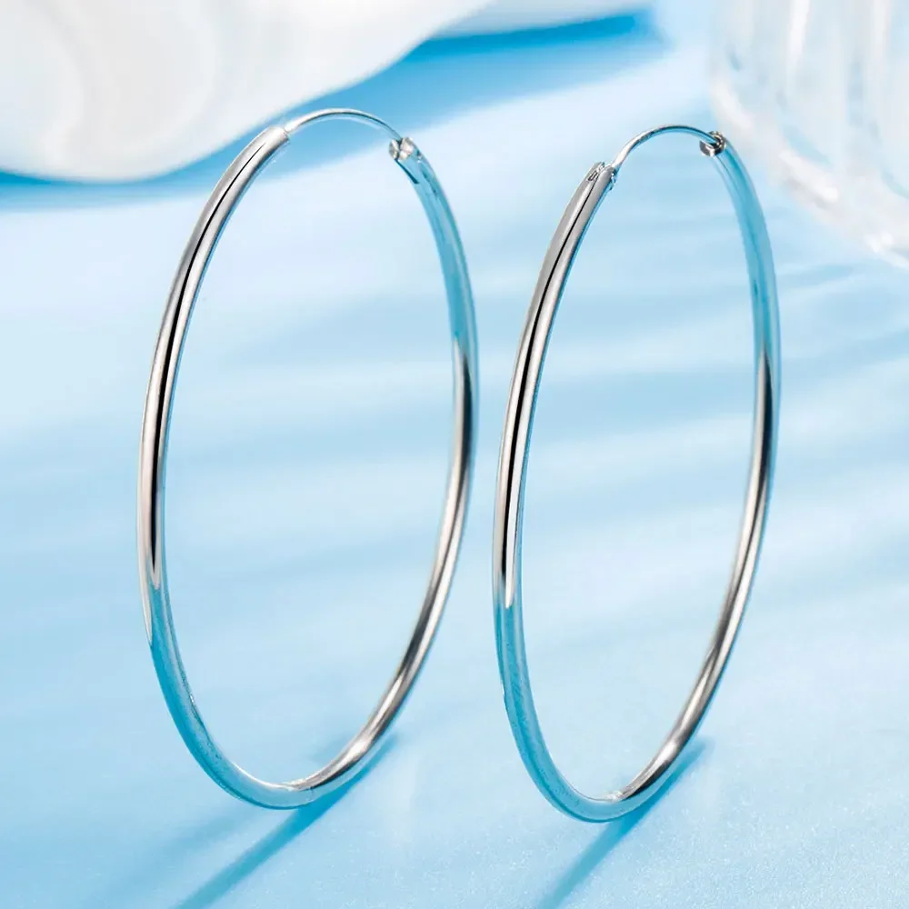 3/4/5/6CM Round Hoop Earrings  925 Sterling Silver For Women Fashion Party Luxury Quality Jewelry Accessories Christmas 3