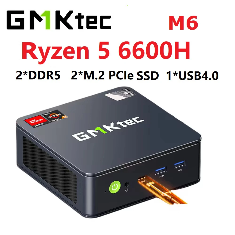 GMKtec M6 AMD Ryzen 5 6600H Mini PC Windows 11 Pro DDR5