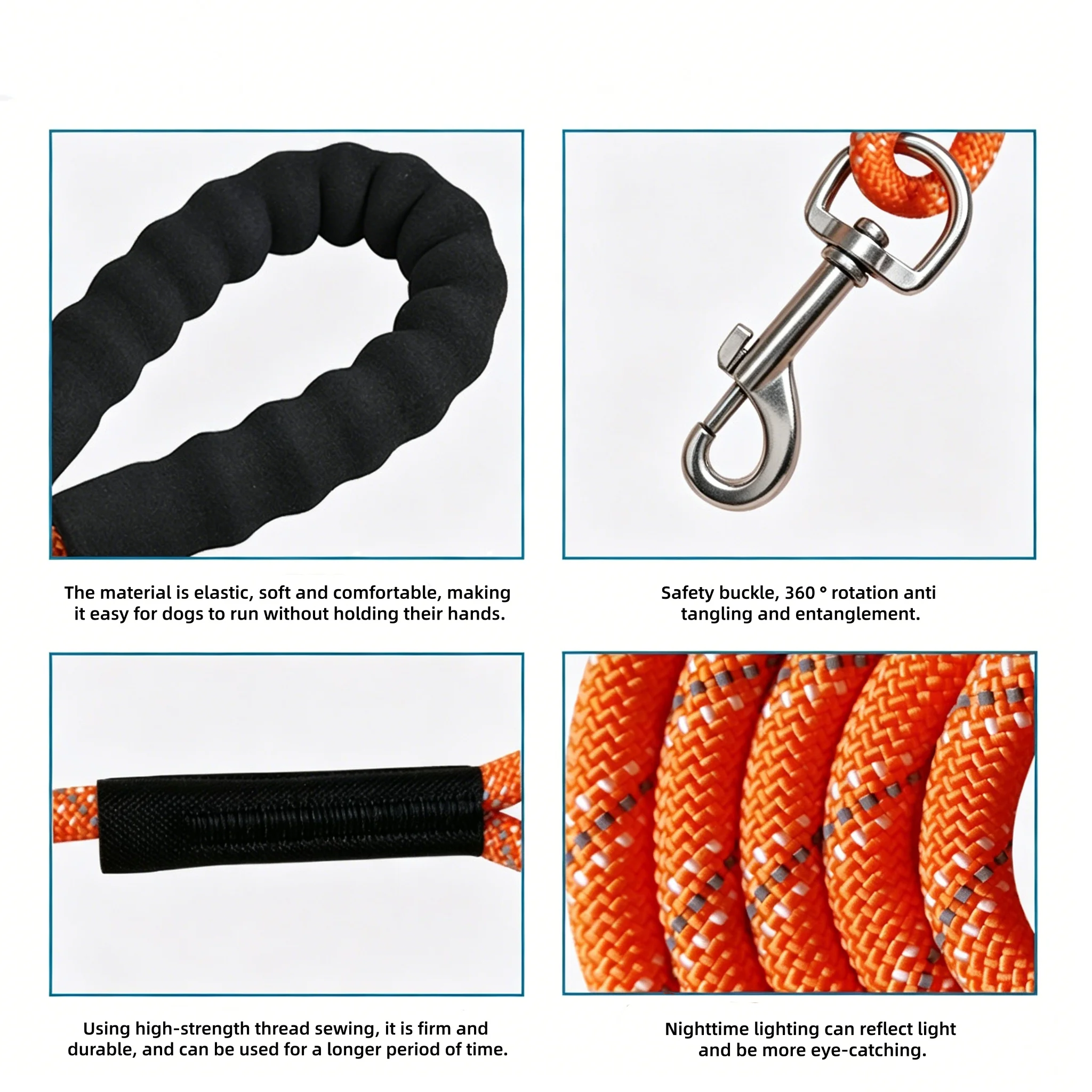 Reflective Nylon Dog Leash with Soft Padded Handle - Durable Training Rope