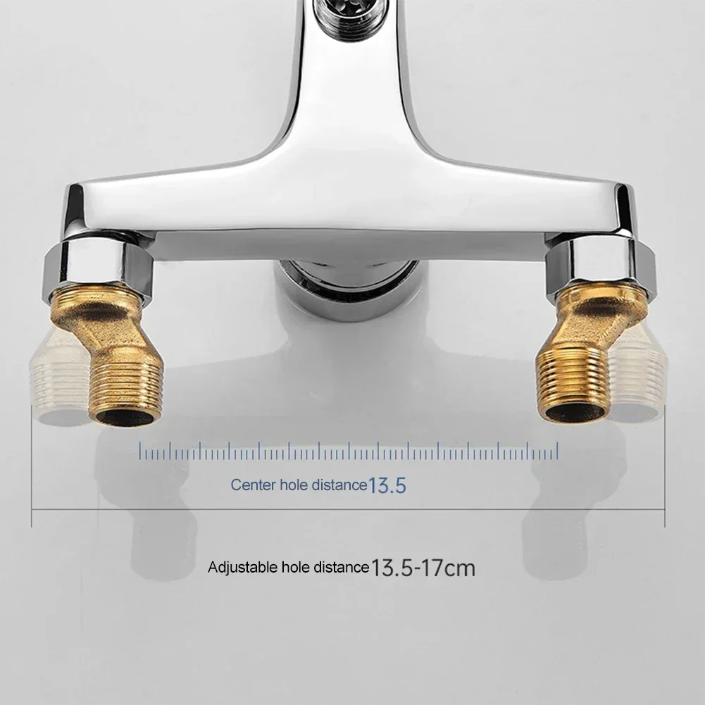 Shower Faucet Basin Faucet Chrome Wall Mounted Hot Cold Water Dual Spout Mixer Tap Bathroom Accessories