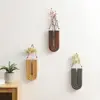 Multi-purpose Stable Wall-mounted Hydroponic Vase Durable Handmade Wood Frame Vase Craft Plant Holder Pendant Artificial Flower 5