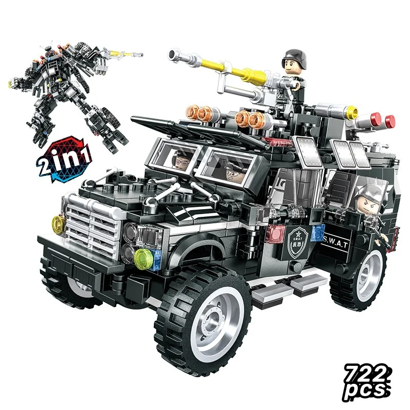 Compatibile Con Lego Small Particles Police Blindato Modello Di Auto Building Block Puzzle Toy Per Bambini