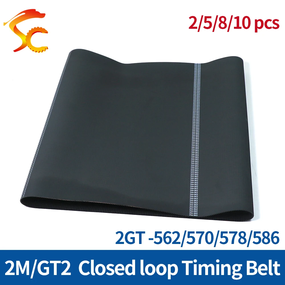 

2M GT2 Timing Belt perimeter 562 570 578 586mm Width 6/9/10/15mm Rubber Closed Loop Synchronous Belt For 3D printers