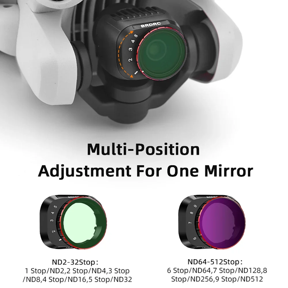 BRDRC VND Lens Filters for DJI Mini 4 Pro Drone VND4-32/64-512 Adjustable Optical Glass Variable ND Filters for Camera Accessory Lens Filters ND Filters Set