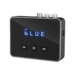Wireless Audio Adapter with BT 5.4, AUX, RCA, and Optical Connectivity (Black)