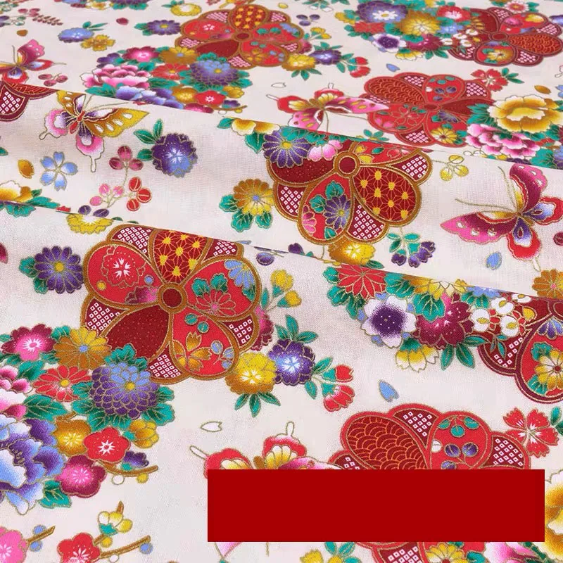 골드 엠보싱과 두꺼운 순수 코튼 원단 의류 Qipao Hanfu 패브릭 중국어 번체 드레스에 대한 일본식 인쇄