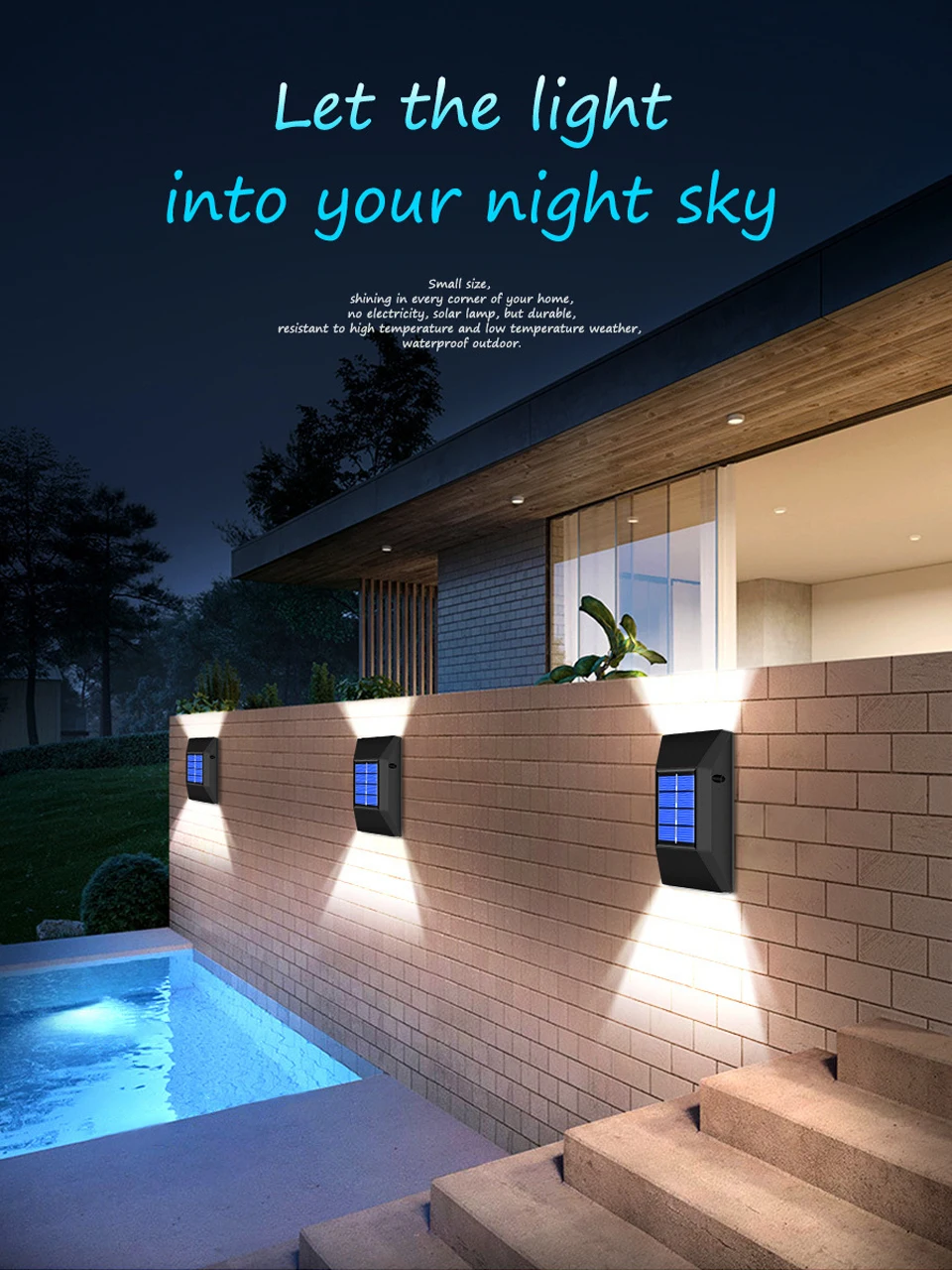 Description Picture 2 of itemOutdoor Led Solar Lamp Up and Down Wall Light Courtyard Garden Yard Fence Balcony Landscape Decoration Lighting Energy-saving