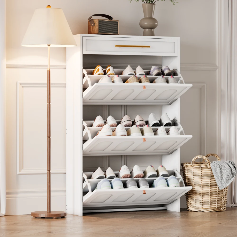 70×25×123,5 cm moderner Schuhschrank, multifunktionales Schuhregal mit 6 Fächern und 1 Schublade, Schuhaufbewahrung, Organizer, Schrank, Schränke – Detail 2