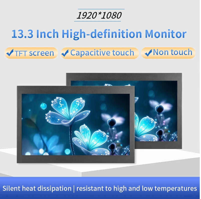 고휘도 1000니트 13.3인치 1920*1080 오픈 프레임 임베디드 산업용 터치 스크린 모니터 HDMI VGA USB 지원 야외용