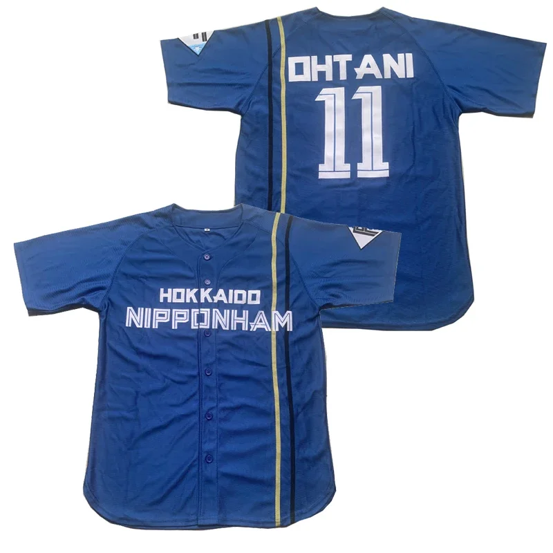 New Baseball Jersey Japan HOKKAIDO NIPPONHAM 11 OHTANI jerseys Sewing Embroidery High Quality Cheap Sports Outdoor Blue New