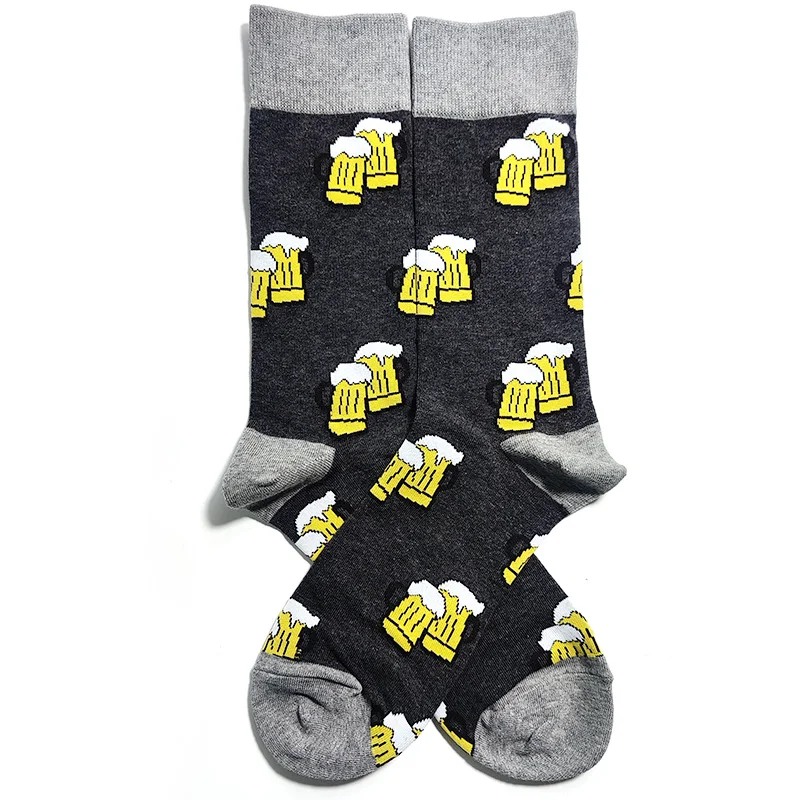 Men's Novelty Fun Graphic Cotton Socks - Unique Designs: Poker, Corgi, Frog, Burger, Piranha, Wolf, Avocado, Eagle