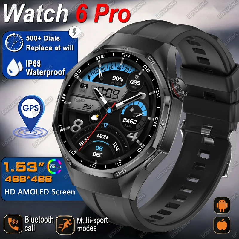 2026 New Watch 6 Pro GPS Smart Watch Men Sports Fitness AMOLED Screen Health Monitor Bluetooth Call IP68 Waterproof Smartwatch 1