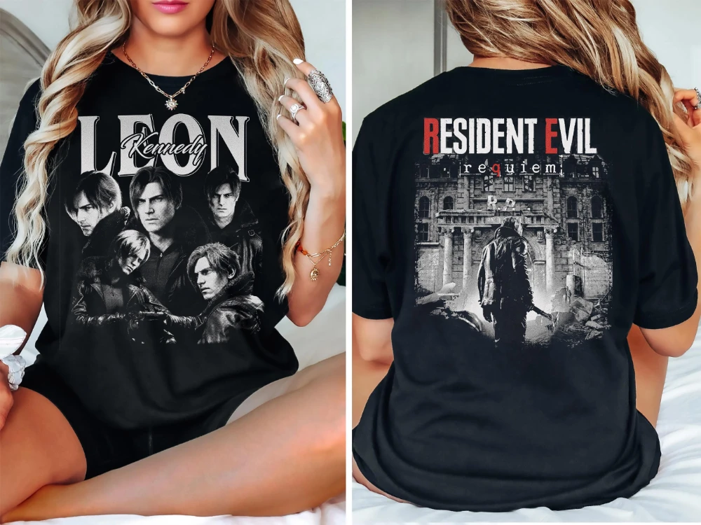 Leon S. Kennedy Resident Evil 9 Requiem Shirt Biohazard Tee Grace Emily Gideon Tee Short Sleeve Women for Spring Summer Unisex 2
