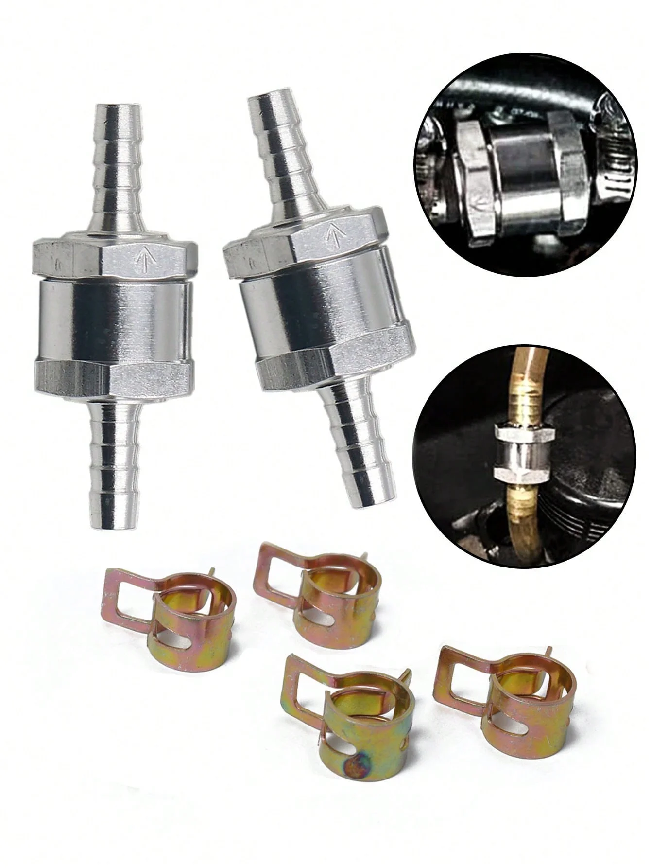 2 Pcs Check Valve Aluminum Alloy Kit 8mm-10mm Fuel Check Valve One Way Inline Non Return Diesel Gasoline 8.5mm-10.5mm Spring Ban