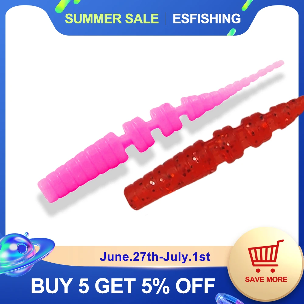 ESFISHING Polaris 42mm Sinking Artificial Silicone Soft Worm Baits Softness Pesca Tackle Winter Ice Fishing Lures Free shipping