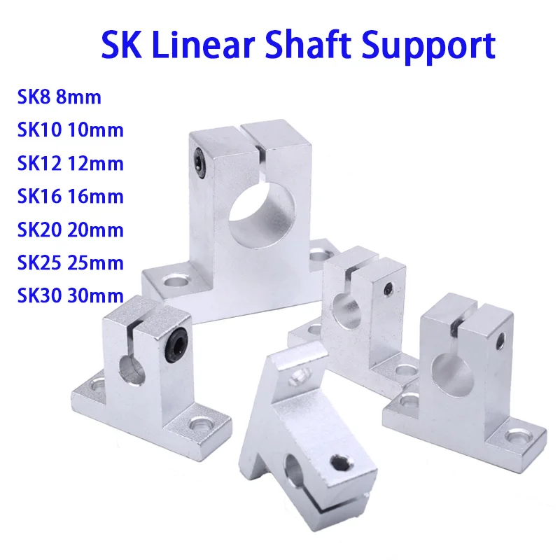 1/ 4 ชิ้น/ล็อต SK8 แบริ่งเชิงเส้น SK10 SK12 SK16 SK20 SK25 SK30 8mm Rail SHAFT Motion แกนสนับสนุนวงเล็บ CNC 3D เครื่องพิมพ์วงเล็บ 1