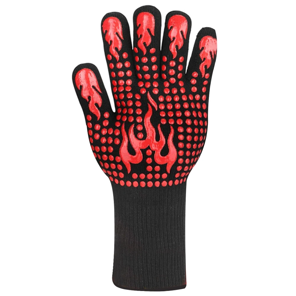 1Piece BBQ Oven Fireproof Heat Resistant Glove 800 Degree Heat Resistant Glove Microwave Heat Lnsulation Tool Silicone Oven Mitt 