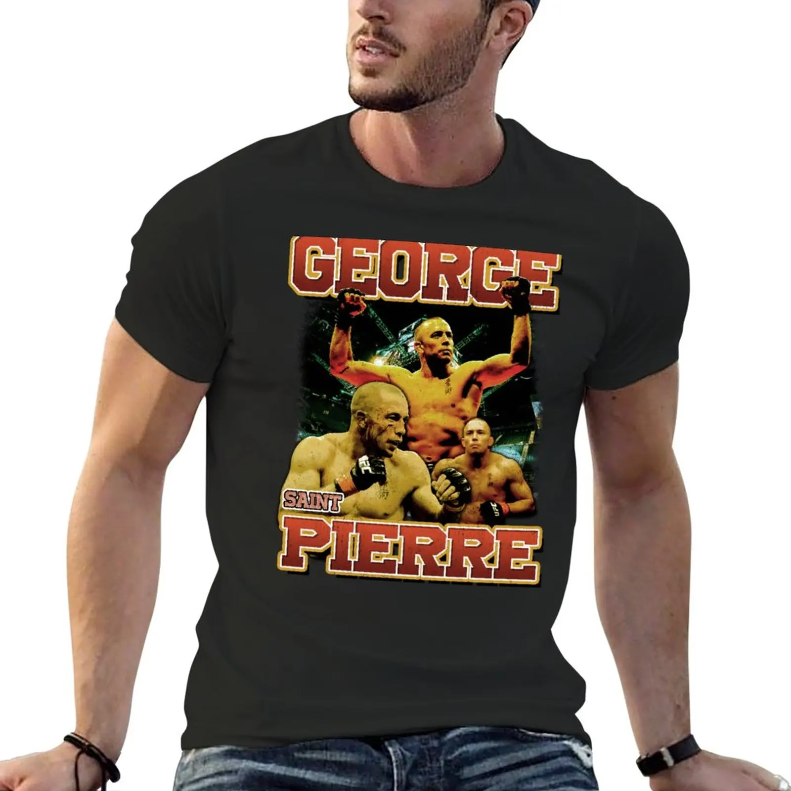 

New George Saint Pierre GSP T-Shirt custom t shirt animal print shirt for boys cute clothes plain black t shirts men