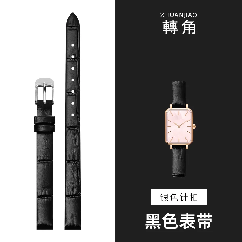 Elegant Women's Glossy Genuine Leather Watch Strap - Ultra-Thin, High-Quality, Soft Wrist Bracelet