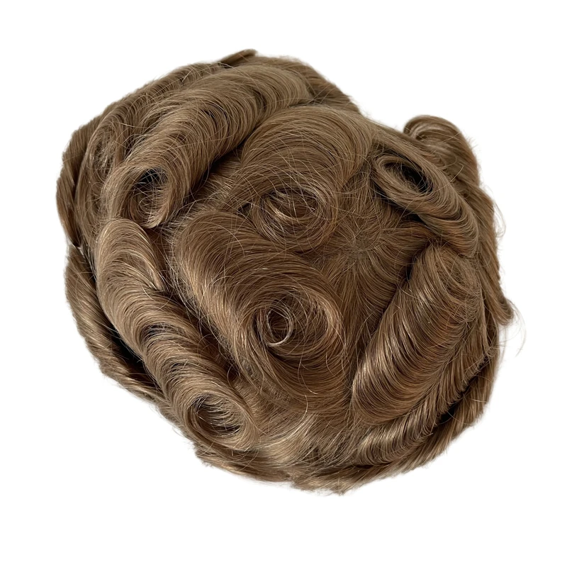 32mm wave Toupee 22R 8x10 Skin Knots PU Units 6 inches Peruvian Virgin Human Hair Replacement for White Men