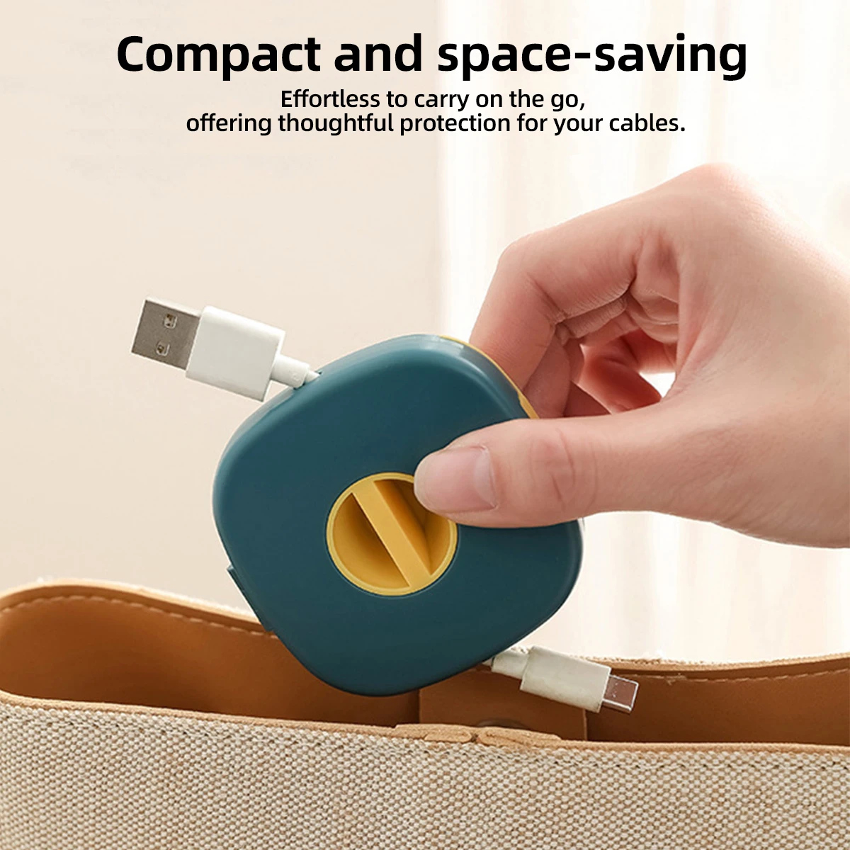 Compact Cable Organizer & Storage Solution - Round Retractable Cord Holder for Home, Office, and Classroom