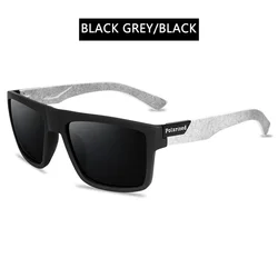 Luxury Polarized Vintage Square Sunglasses for Men - Fashionable Sun Shades with UV Protection (Black Grey Black)