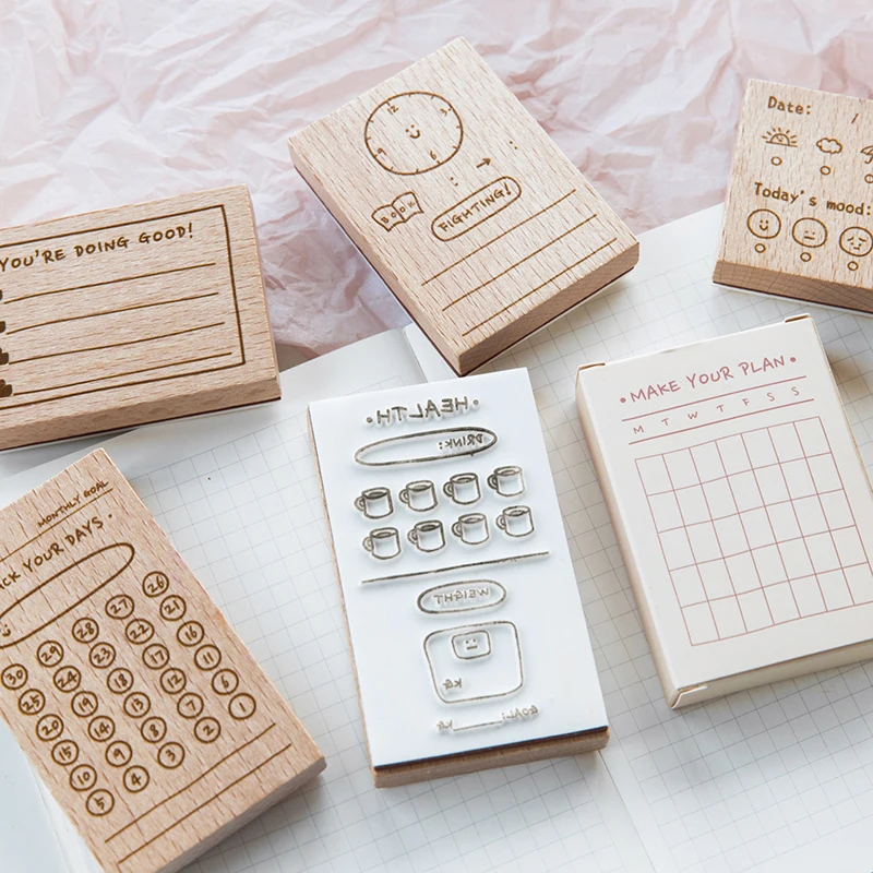 Stamps Bullet Journal Wood  Bullet Journal Calendar Stamp - 1 Set Vintage  Decor - Aliexpress