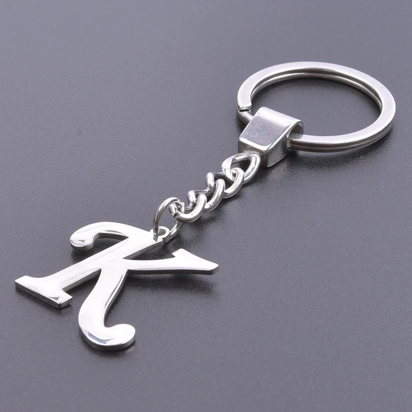 26文字のキーホルダー,シルバーカラー,ステンレス鋼,女性と男性