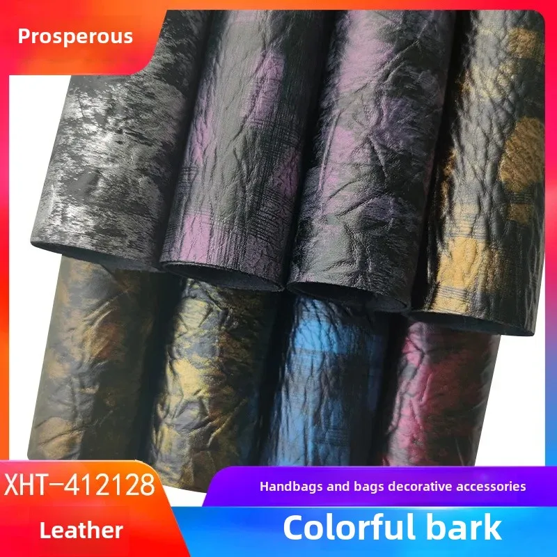 New Colorful Treebark Printed Embossed Leather Fabric Handbag Decorative Material Bag Making Shoe Material Leather