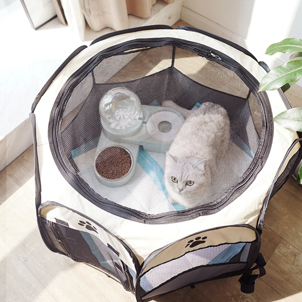 Cat Cage Cat Cage Dog Cage Portable Foldable Pet Octagonal Maternity Kennel Simple Operation Fence Outdoor Camping Pet Tent