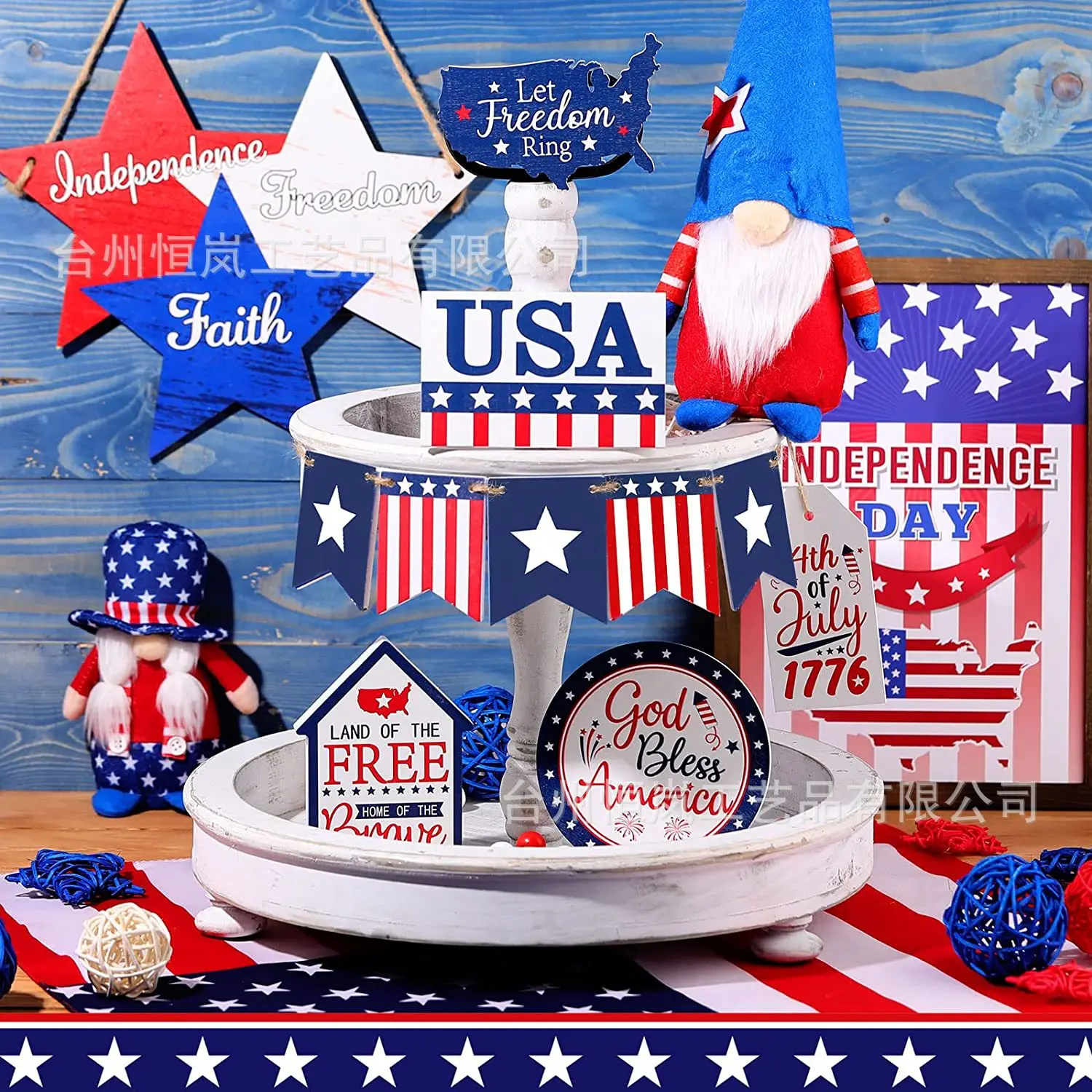 

6pcs Independence Day Wooden Pallets Celebrate US Independence Day Fourth Of July Party Decor For Home 2023